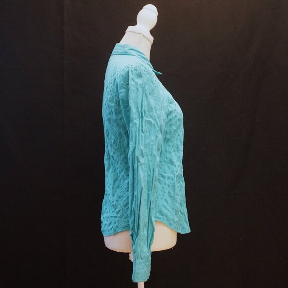 A/X Armani Exchange Teal Long Sleeve Tailored Button Up Women’s Large - Picture 2 of 8